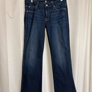 Vintage 7 For All Mankind Dark Blue Low Rise Flare Jeans